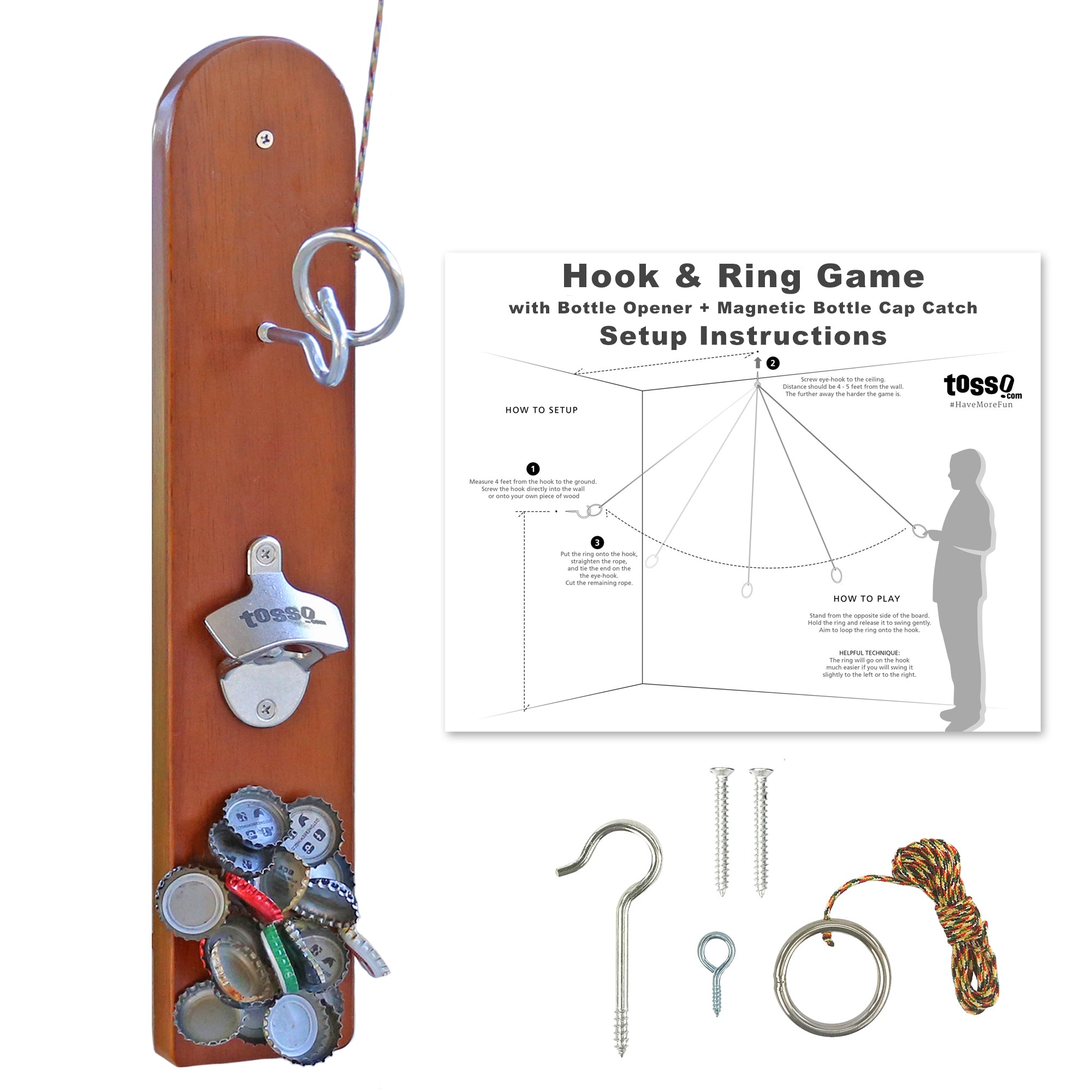 Hook and Ring Beach Stripe Design with Bottle Opener & Magnetic