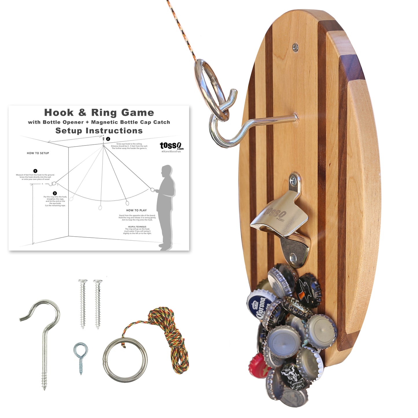 Hook and Ring Beach Stripe Design with Bottle Opener & Magnetic Bottle –  Ladder Golf® - The Original Ladder Ball Game