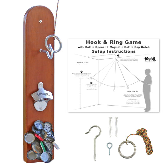 Hook and Ring Game with Bottle Opener & Magnetic Bottle Cap Catch